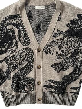 Domrebel Beige and Black F24 HAO Wool Blend Knit Cardigan - XXL EUC